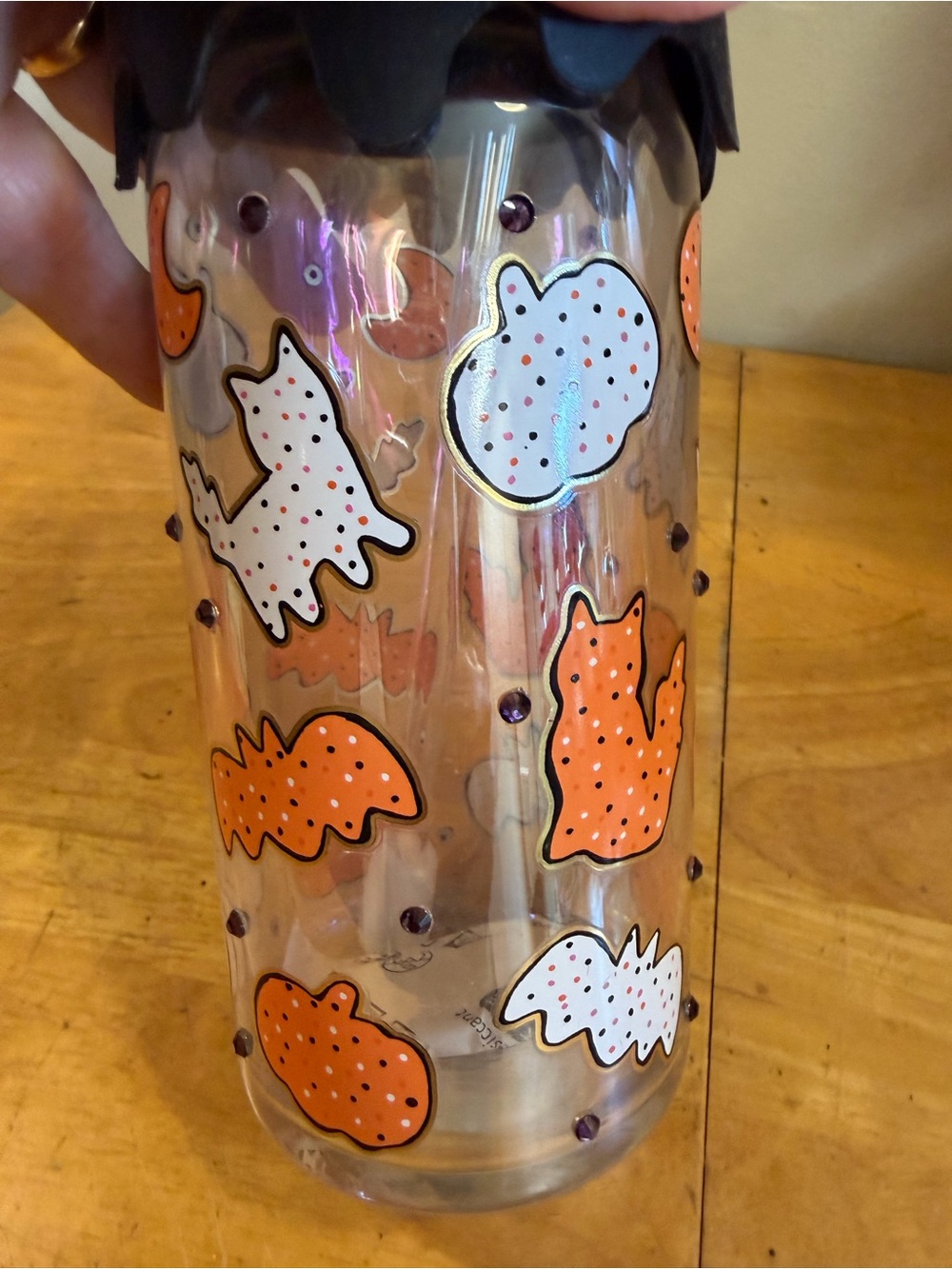 NEW Halloween Animal Glass Tumbler with Lid and Straw - Picture 3 of 5